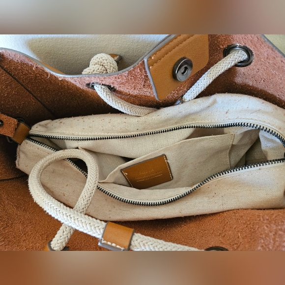 PARFOIS Leather Tote that includesRope Handles and Cotton/Canvas insert. EUC! - Picture 4 of 5